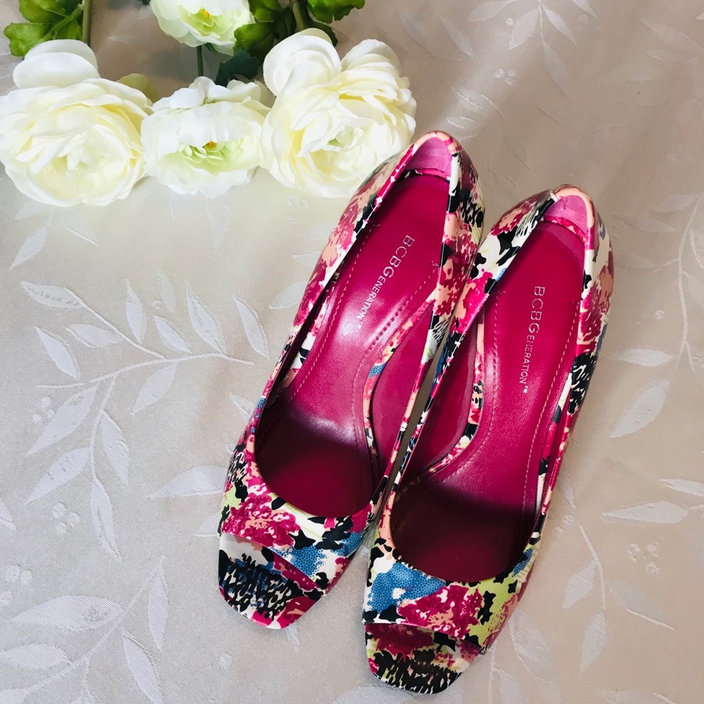 BCBGeneration Multicolor Peep Toe Pumps